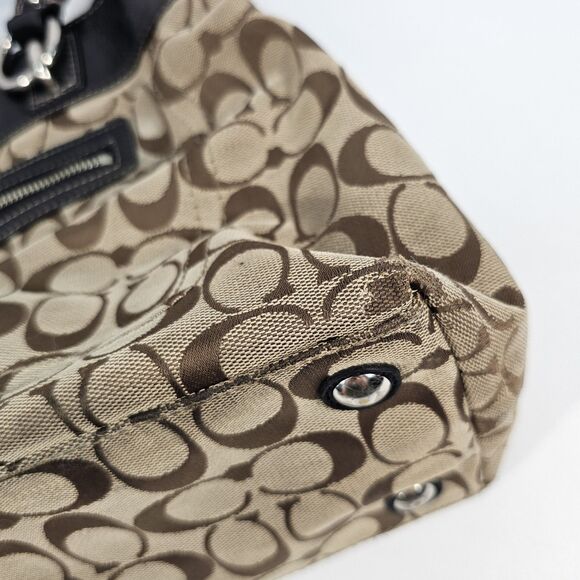 Y2K Coach Penelope Signature Monogrammed Shoulder Purse Tan & Brown - Picture 7 of 10